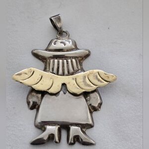 Vintage Taxco Sterling Silver Angel Pendant